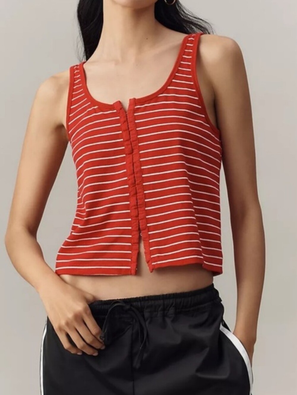 Pilcro Red and White Striped Tank, Size S